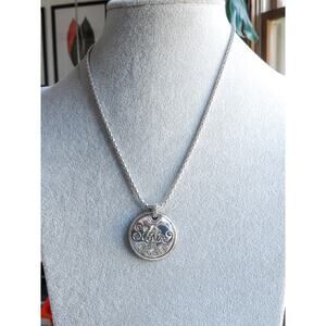 Brighton Sister Medallion Pendant Necklace Silver Plated Reversible Retired 16"